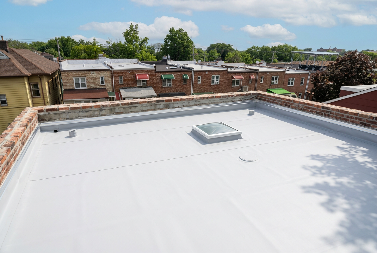 Built-up flat roof installation